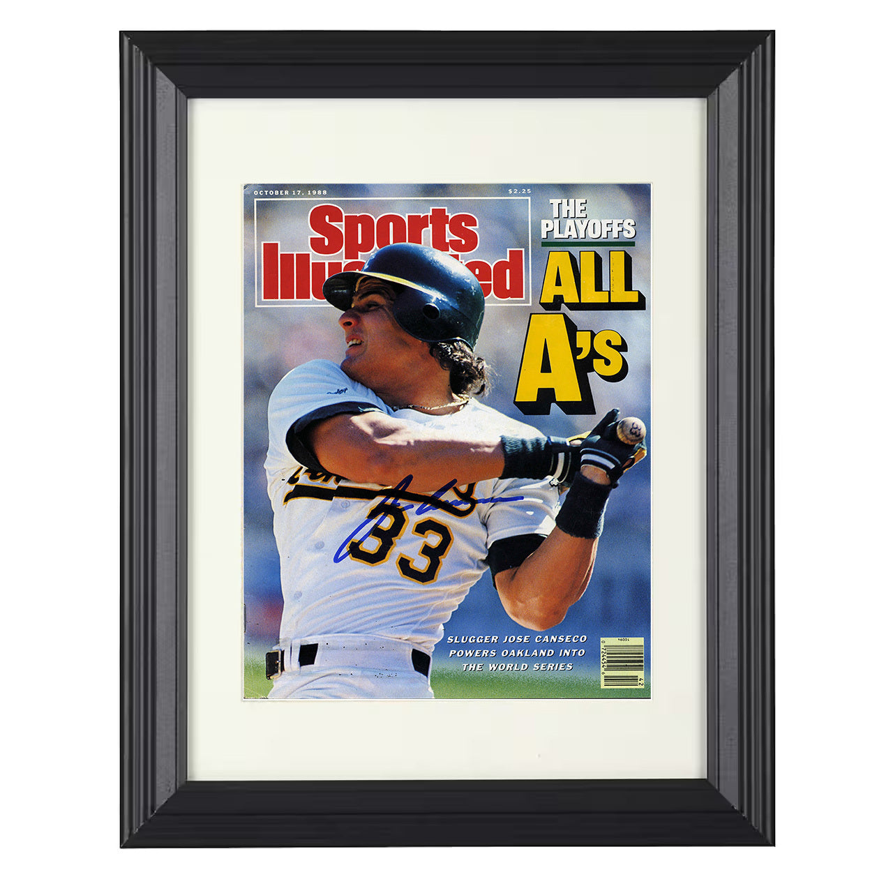 Jose Canseco - SI Playoffs All As cover power swing 1988 8x10 black beveled framed baseball wall art