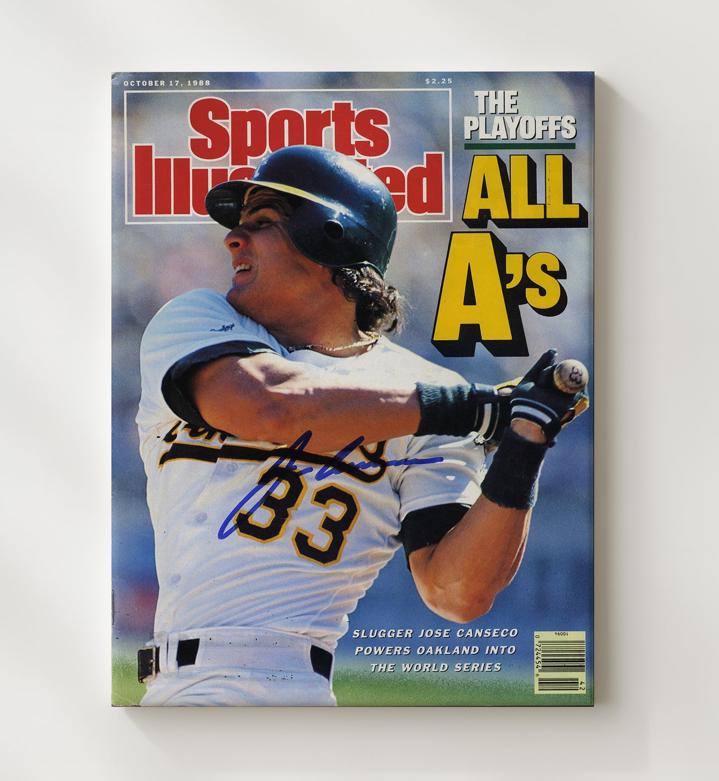 Jose Canseco - SI Playoffs All As cover power swing 1988 Baseball Wall Art 20x24 Canvas wall art print – Baseball Wall Art decor