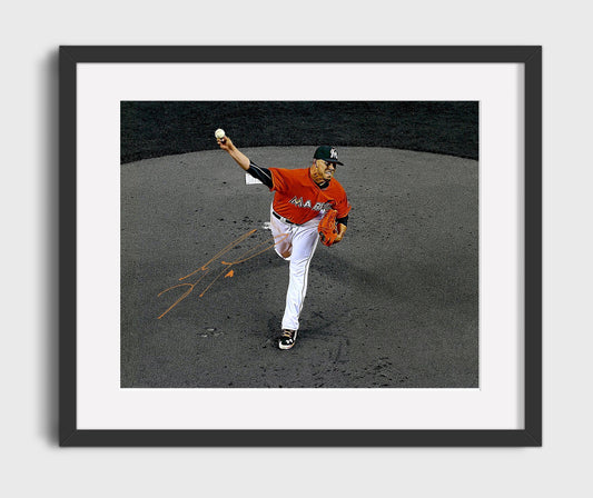 Jose Fernandez - Pitching Elevated Front View 8x10 Canvas baseball wall art