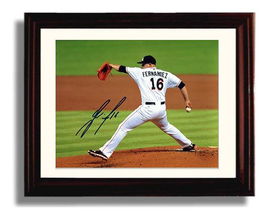 Jose Fernandez - Pitching Side View Baseball Wall Art 8x10 Beveled Frame wall art print – Baseball Wall Art decor
