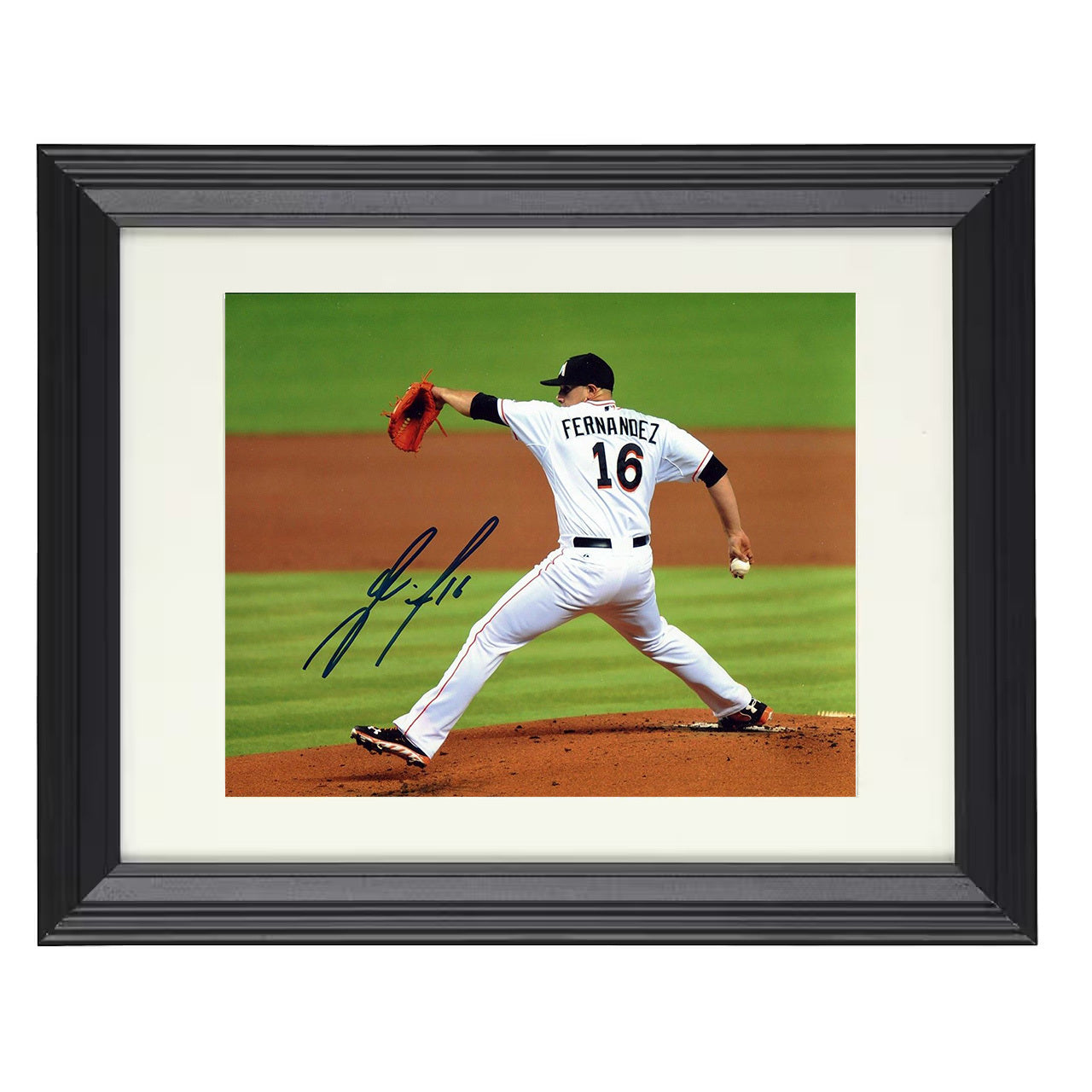 Jose Fernandez - Pitching Side View 8x10 black beveled framed baseball wall art