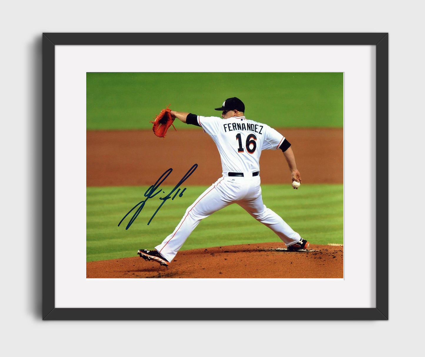 Jose Fernandez - Pitching Side View Baseball Wall Art 16x20 Gallery Frame wall art print – Baseball Wall Art decor