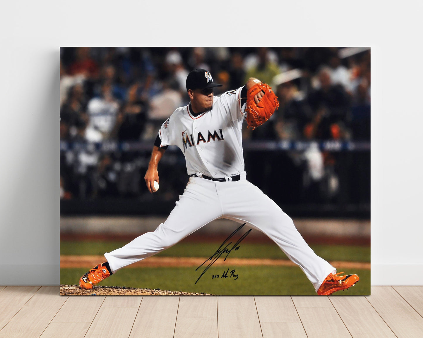 Jose Fernandez - Pitching Windup with Inscription Baseball Wall Art 16x20 Unframed Print wall art print – Baseball Wall Art decor