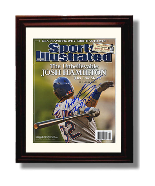 Josh Hamilton - 2008 Comeback Season SI Cover Action Baseball Wall Art 8x10 Beveled Frame wall art print – Baseball Wall Art decor