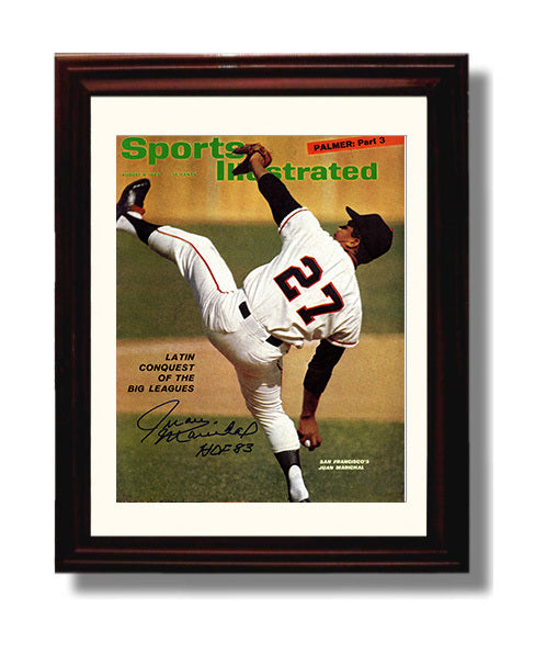 Juan Marichal - High Kick Delivery SI Cover Baseball Wall Art 8x10 Beveled Frame wall art print – Baseball Wall Art decor