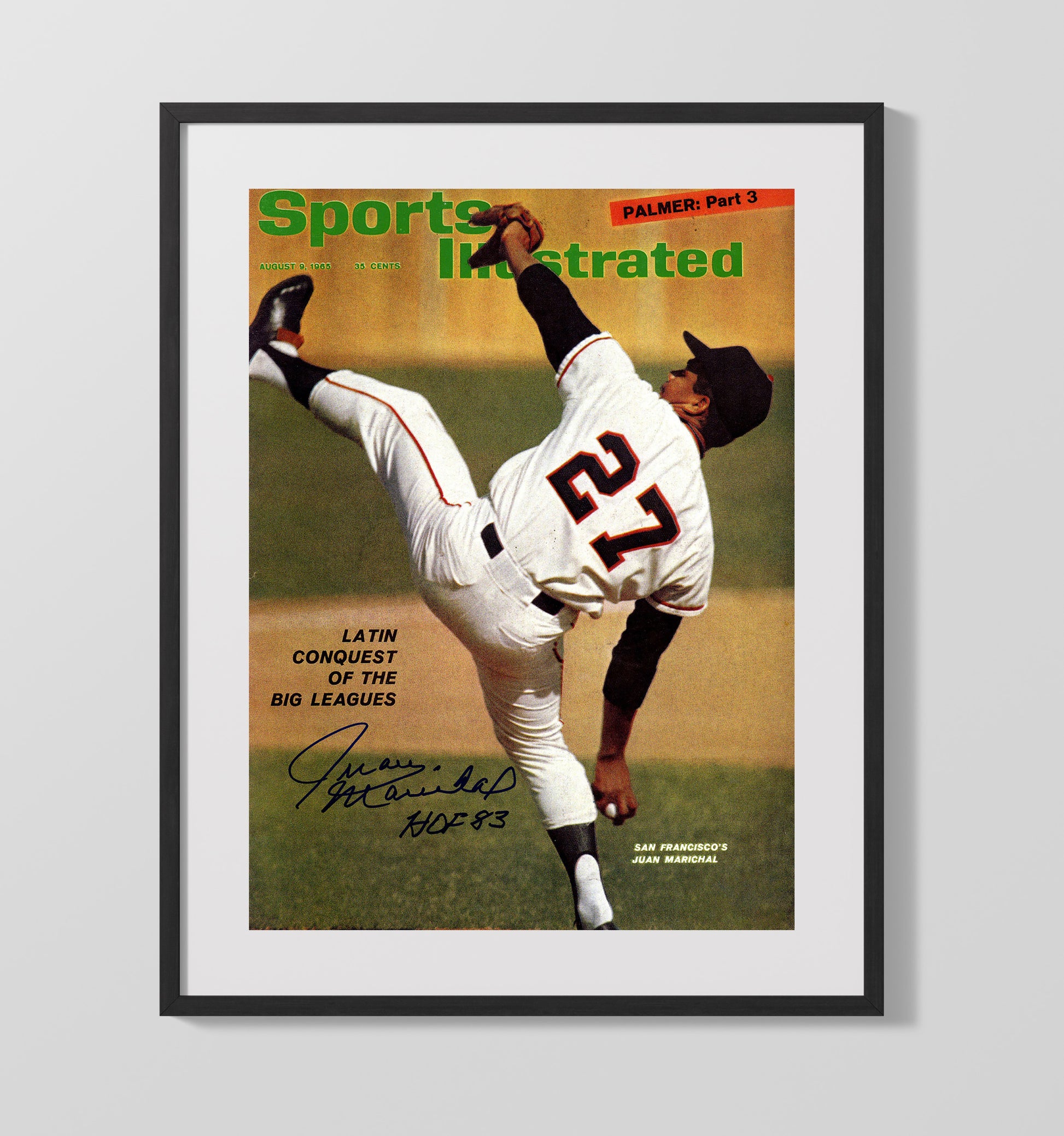 Juan Marichal - High Kick Delivery SI Cover Baseball Wall Art 16x20 Gallery Frame wall art print – Baseball Wall Art decor