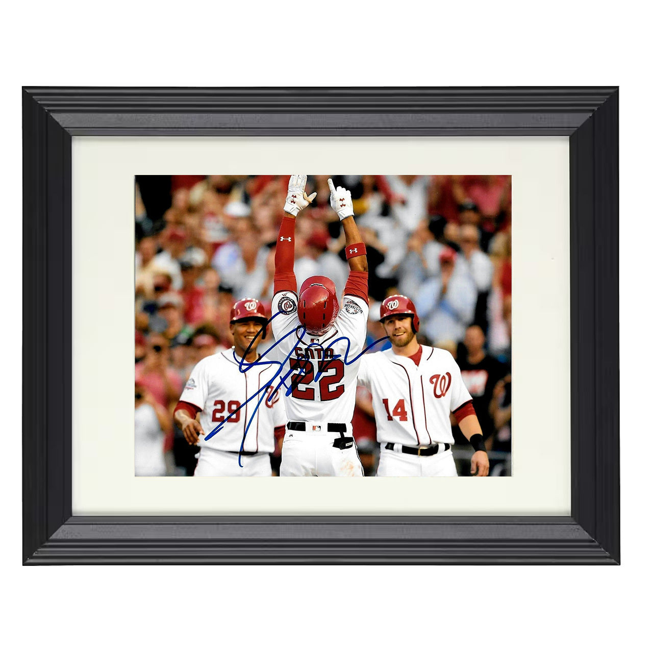 Juan Soto - Home Run Celebration Gesture 8x10 black beveled framed baseball wall art