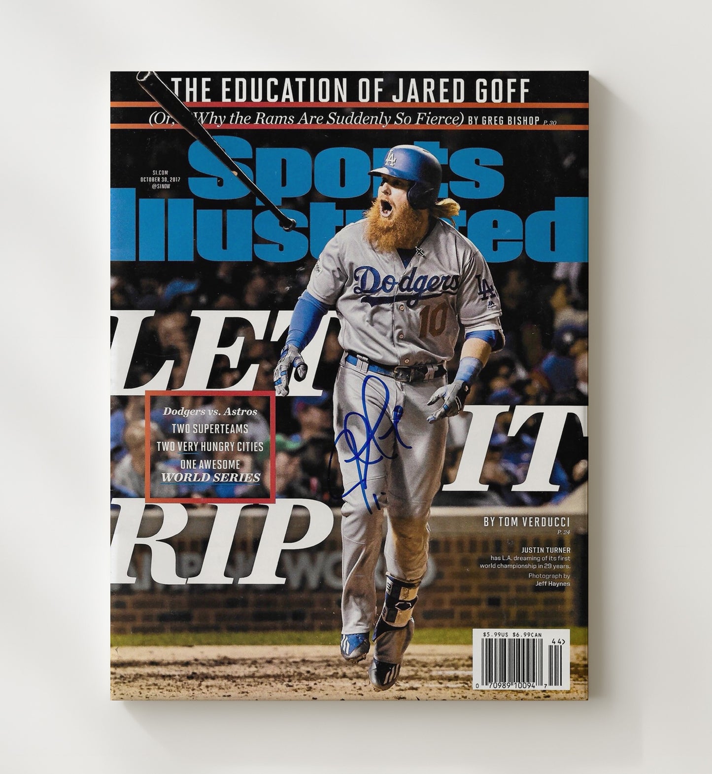 Justin Turner - Postseason celebration SI Cover 2017 Baseball Wall Art 20x24 Canvas wall art print – Baseball Wall Art decor