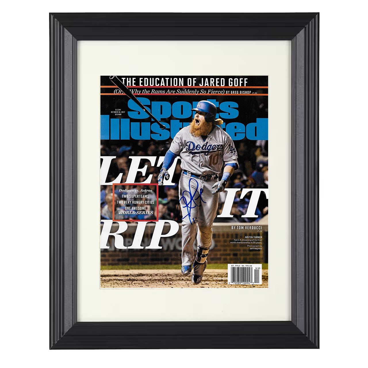 Justin Turner - Postseason celebration SI Cover 2017 8x10 black beveled framed baseball wall art