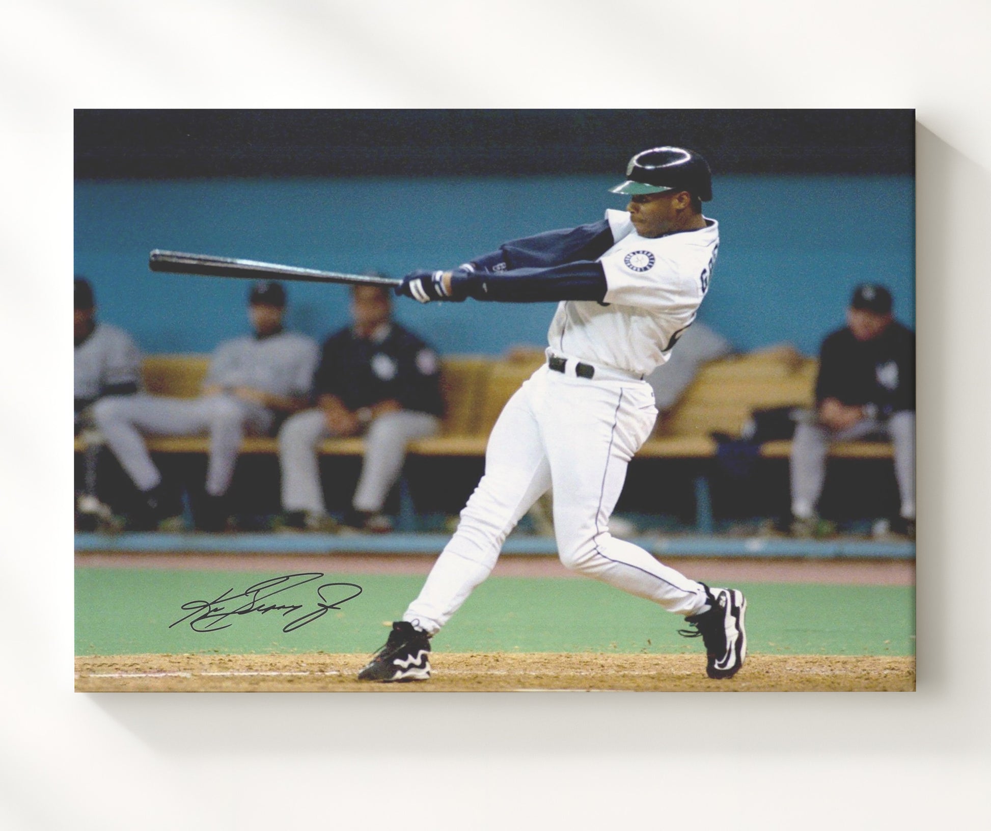 Ken Griffey Jr - Left - Handed Swing Follow - Through Baseball Wall Art 20x24 Canvas wall art print – Baseball Wall Art decor
