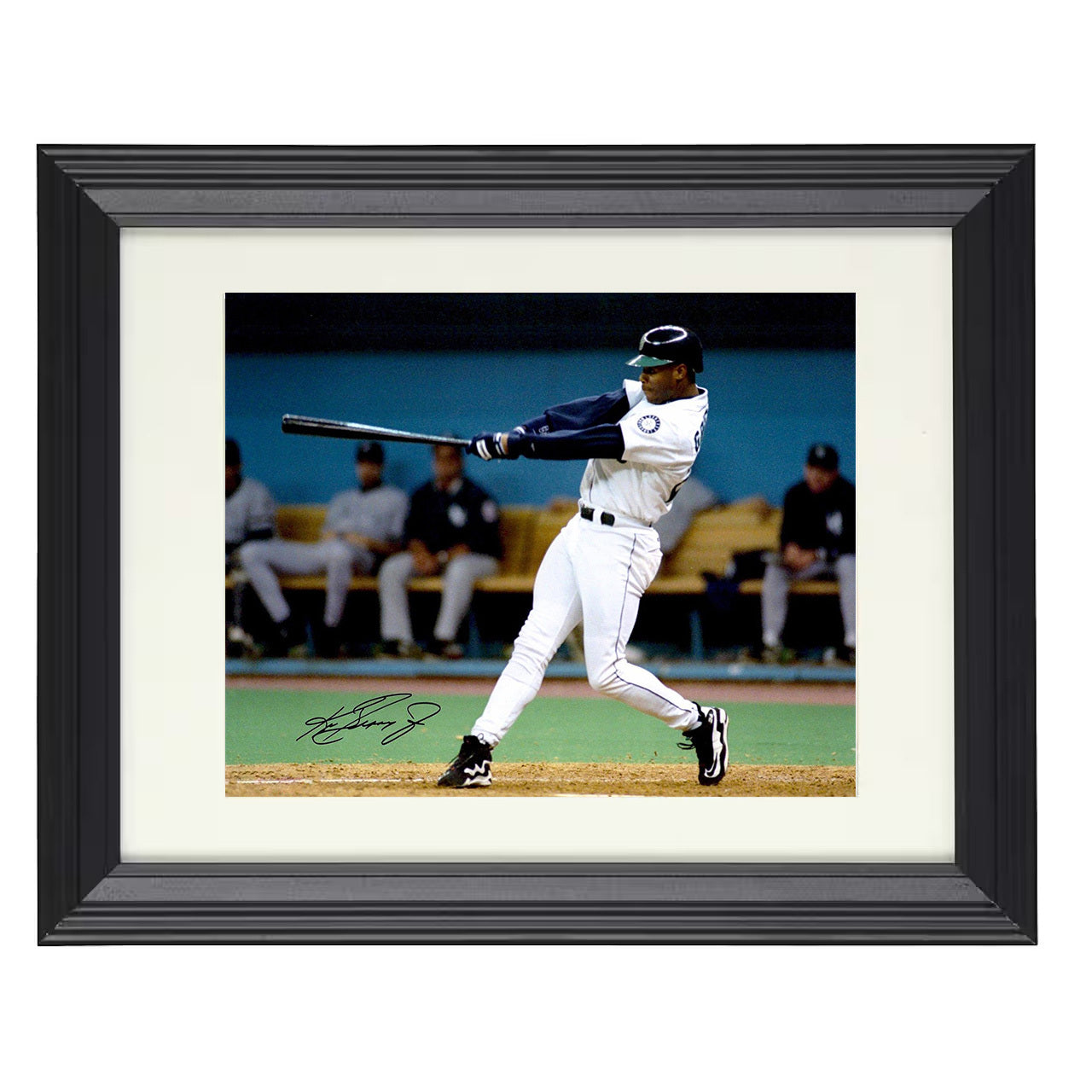 Ken Griffey Jr - Left-Handed Swing Follow-Through 8x10 black beveled framed baseball wall art
