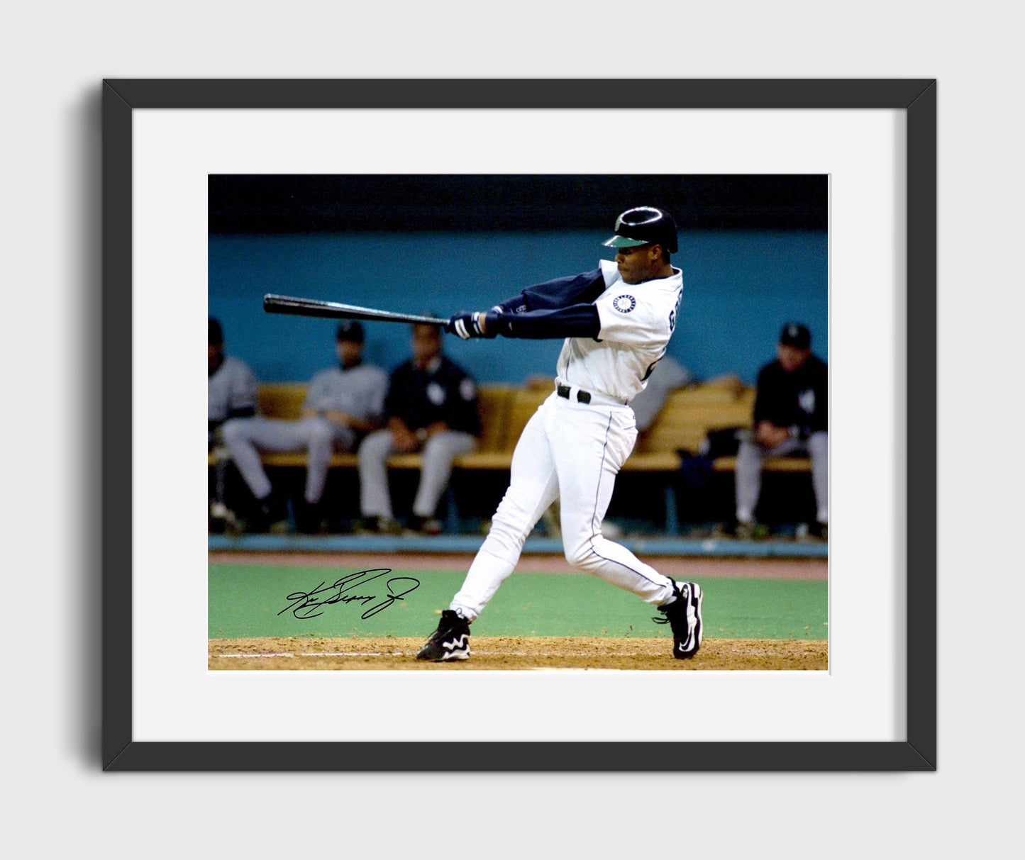 Ken Griffey Jr - Left - Handed Swing Follow - Through Baseball Wall Art 16x20 Gallery Frame wall art print – Baseball Wall Art decor