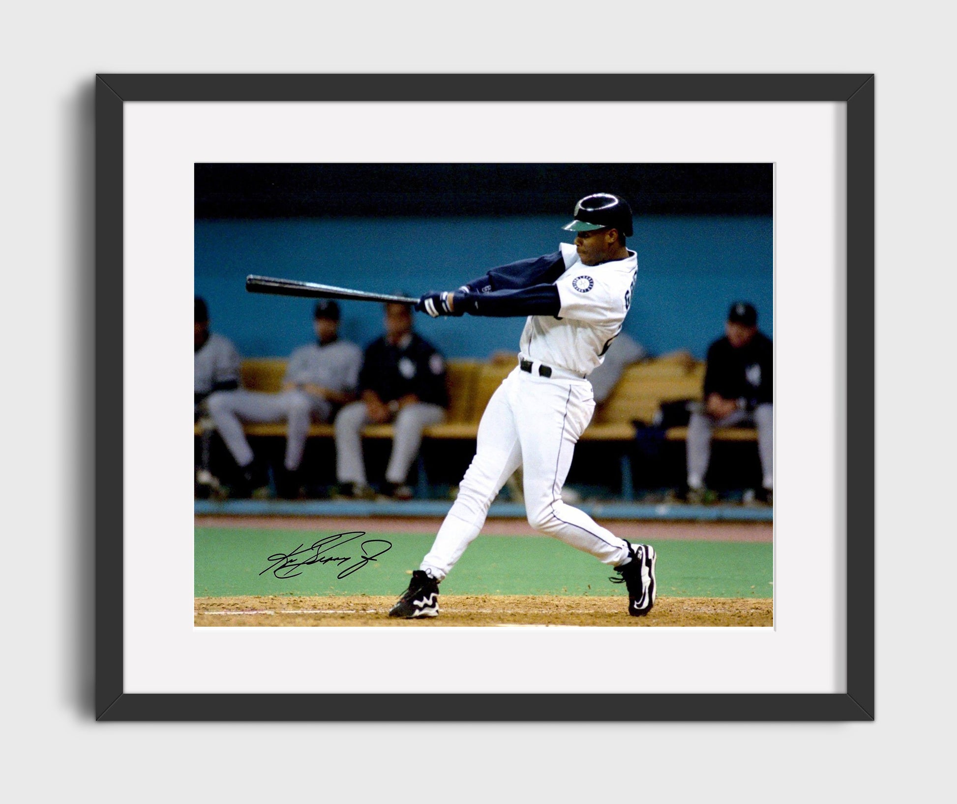 Ken Griffey Jr - Left - Handed Swing Follow - Through Baseball Wall Art 16x20 Gallery Frame wall art print – Baseball Wall Art decor