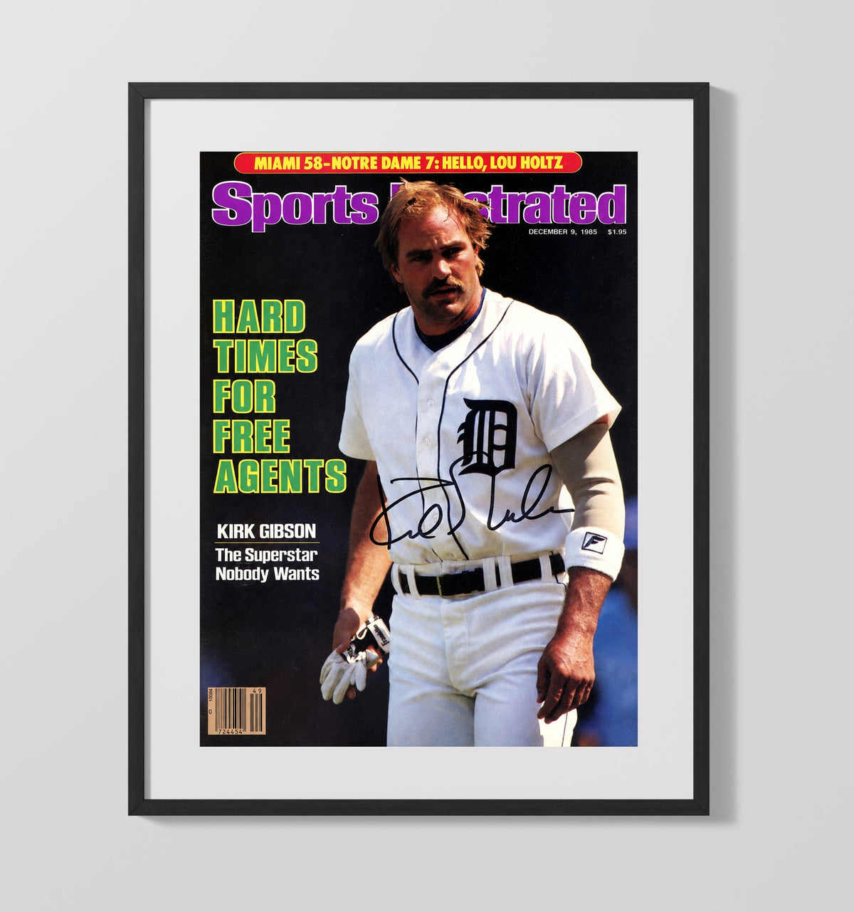 Kirk Gibson - Free Agency Power Shift SI Cover 1985 16x20 Gallery Frame baseball wall art