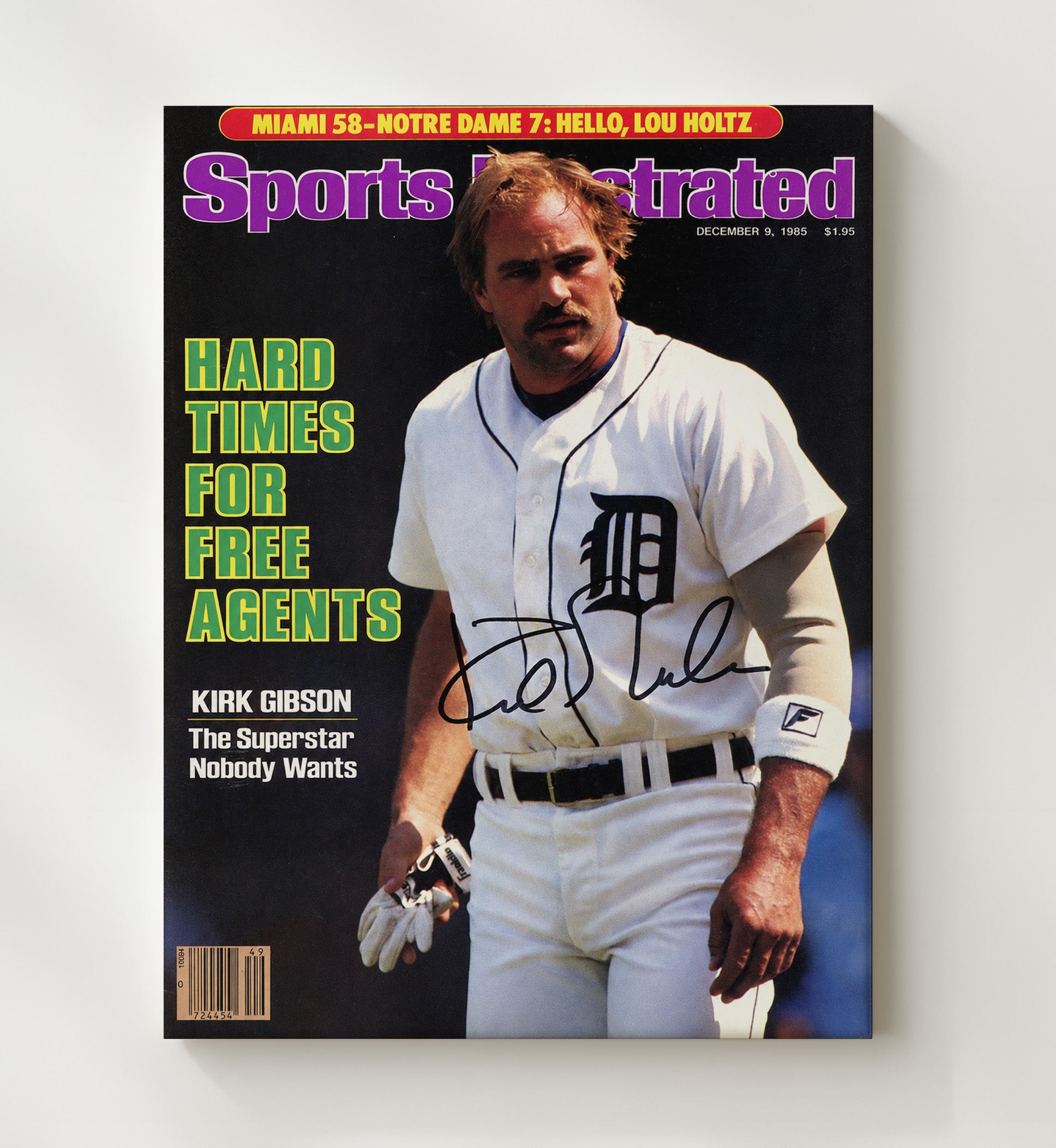 Kirk Gibson - Free Agency Power Shift SI Cover 1985 Baseball Wall Art 20x24 Canvas wall art print – Baseball Wall Art decor