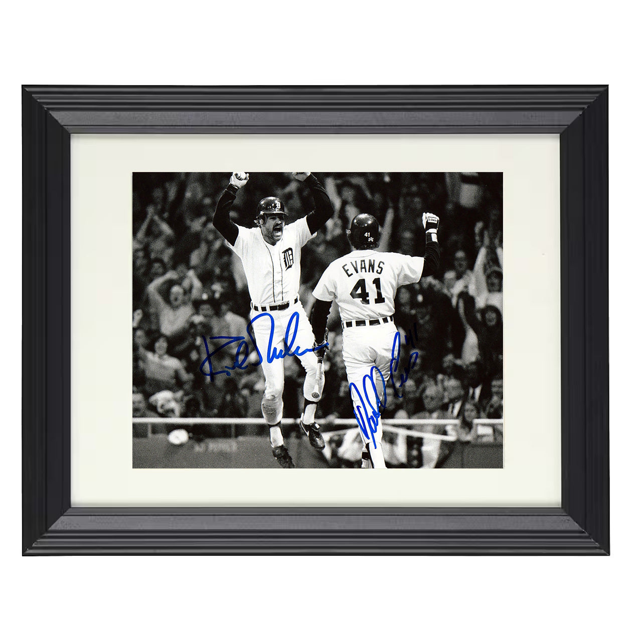 Kirk Gibson and Chet Lemon - Championship Celebration 8x10 black beveled framed baseball wall art