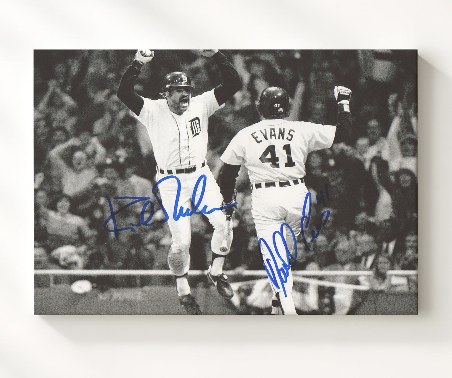 Kirk Gibson and Chet Lemon - Championship Celebration Baseball Wall Art 20x24 Canvas wall art print – Baseball Wall Art decor