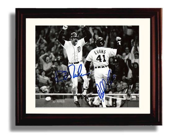 Kirk Gibson and Chet Lemon - Championship Celebration Baseball Wall Art 8x10 Beveled Frame wall art print – Baseball Wall Art decor