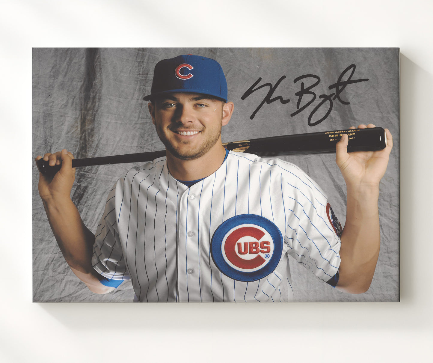 Kris Bryant - Bat Resting Behind Head Baseball Wall Art 20x24 Canvas wall art print – Baseball Wall Art decor