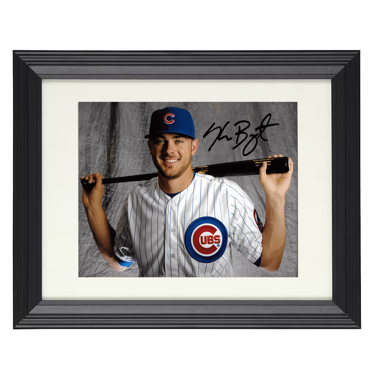 Kris Bryant - Bat Resting Behind Head 8x10 black beveled framed baseball wall art