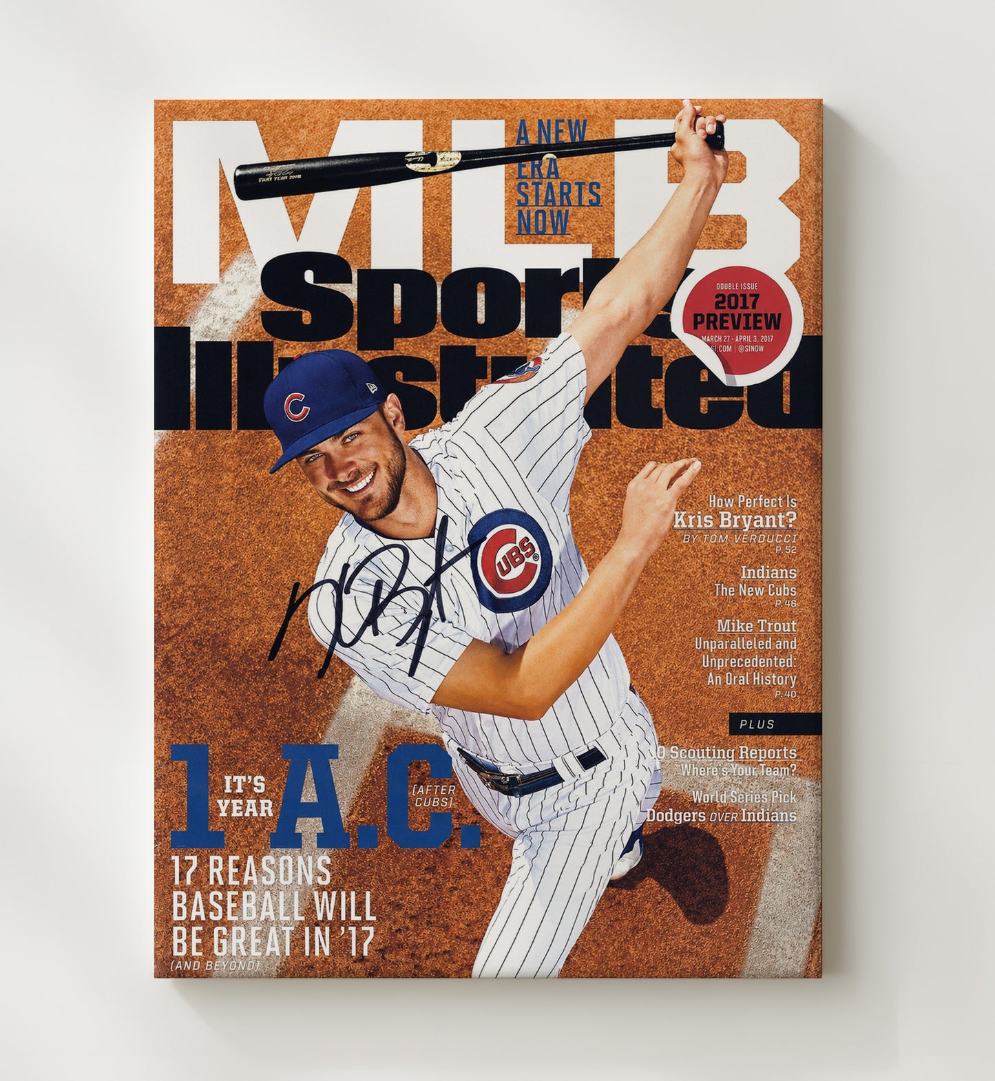 Kris Bryant - Season preview SI Cover 2017 Baseball Wall Art 20x24 Canvas wall art print – Baseball Wall Art decor