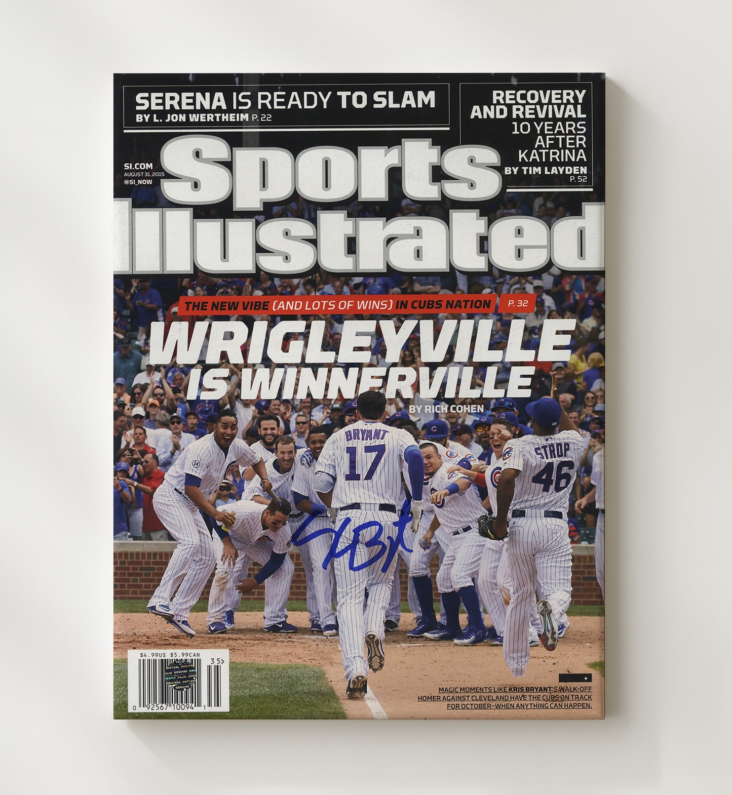 Kris Bryant - Wrigleyville walk off celebration SI cover 2015 Baseball Wall Art 20x24 Canvas wall art print – Baseball Wall Art decor