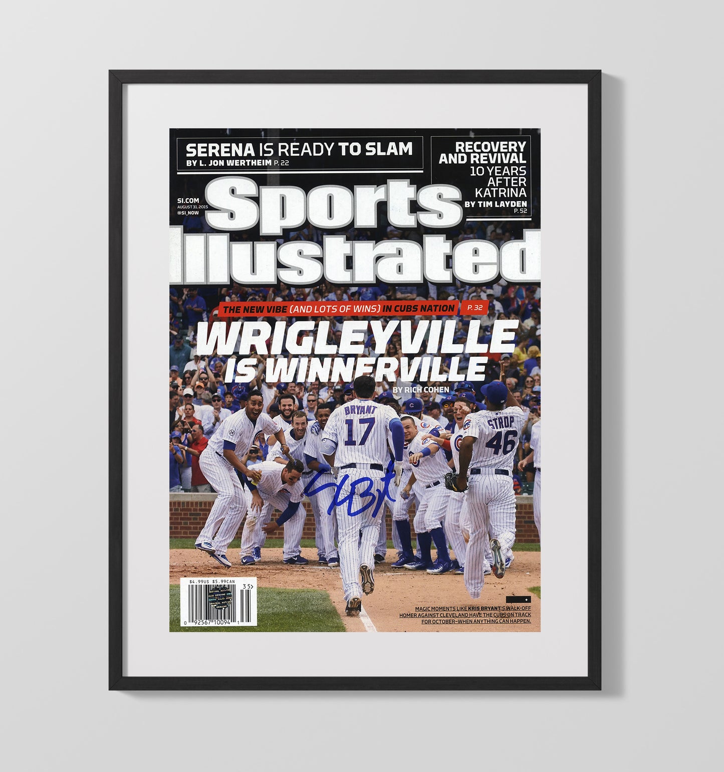 Kris Bryant - Wrigleyville walk off celebration SI cover 2015 Baseball Wall Art 16x20 Gallery Frame wall art print – Baseball Wall Art decor