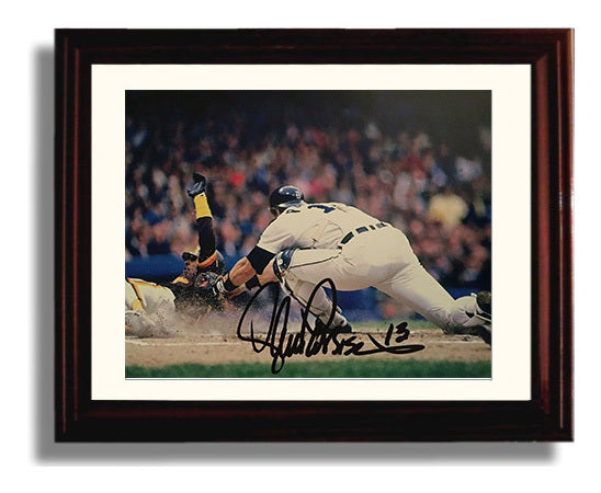 Lance Parrish - Safe At Home Slide Baseball Wall Art 8x10 Beveled Frame wall art print – Baseball Wall Art decor