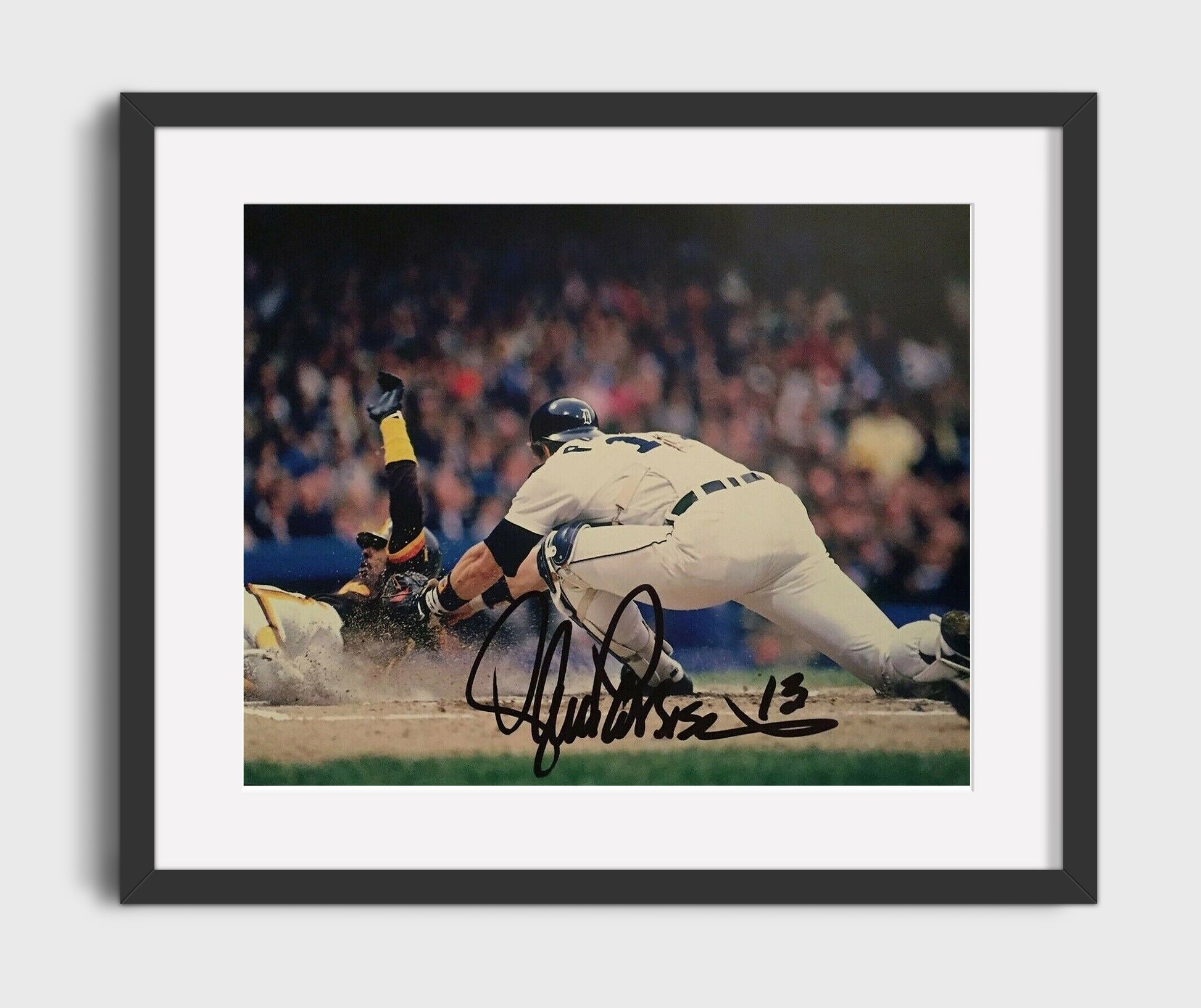 Lance Parrish - Safe At Home Slide Baseball Wall Art 16x20 Gallery Frame wall art print – Baseball Wall Art decor