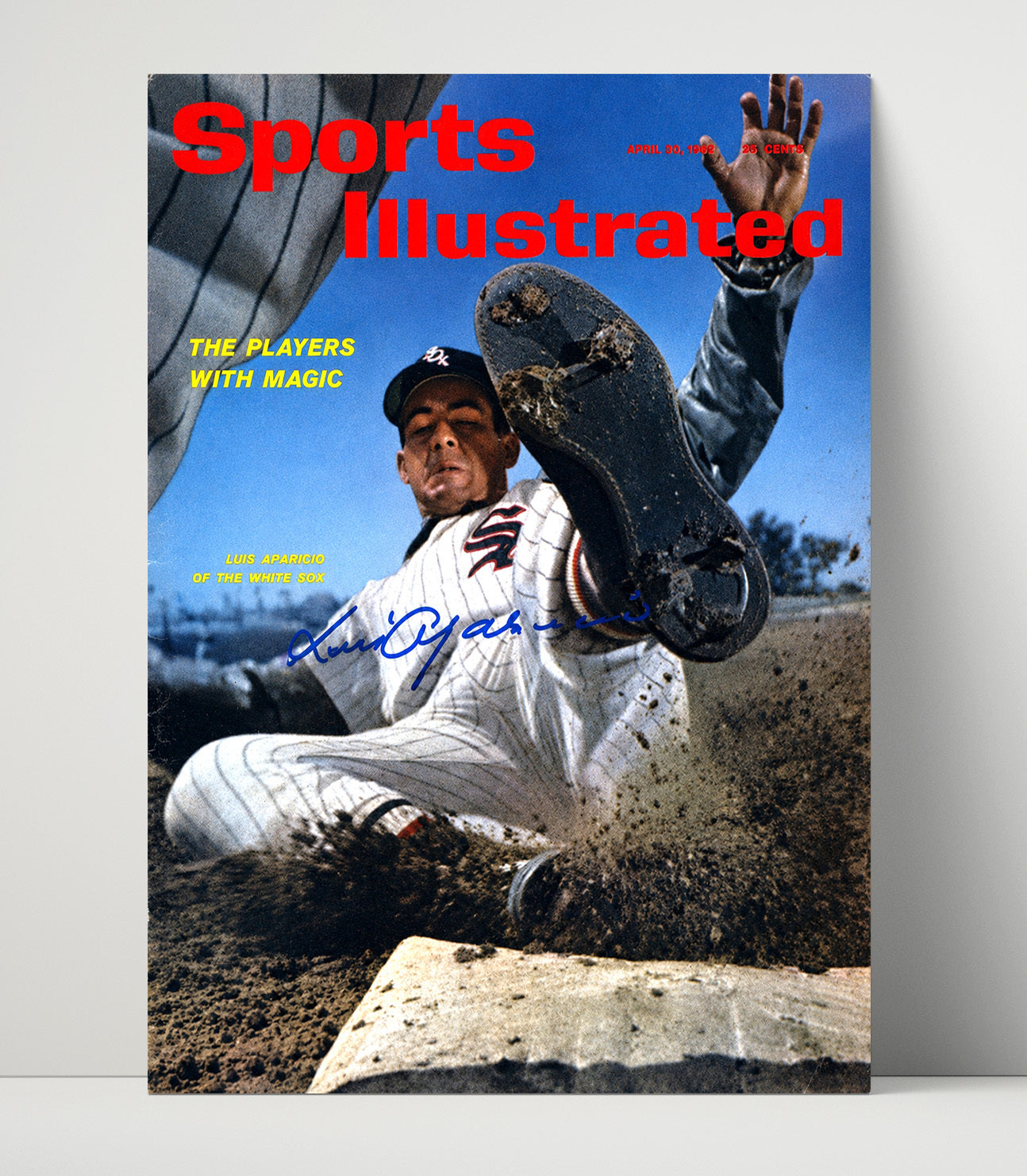 Luis Aparicio - Sliding Into Base SI Cover Spotlight Baseball Wall Art 16x20 Unframed Print wall art print – Baseball Wall Art decor