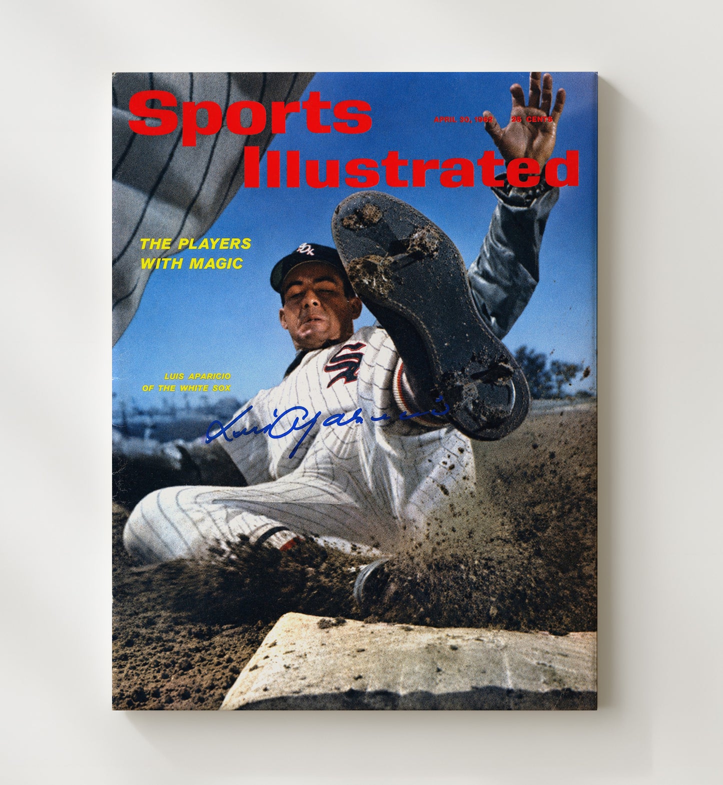 Luis Aparicio - Sliding Into Base SI Cover Spotlight Baseball Wall Art 20x24 Canvas wall art print – Baseball Wall Art decor