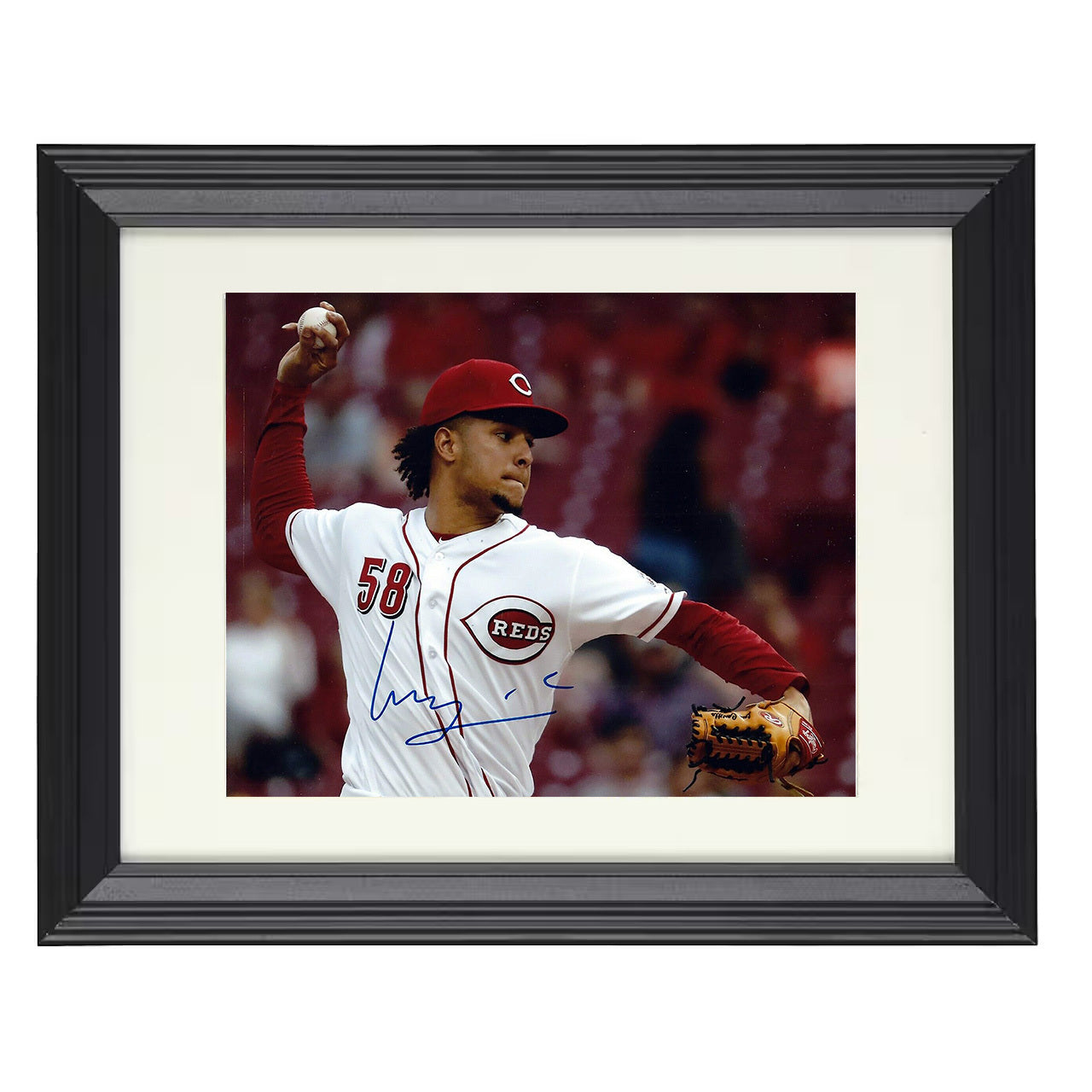 Luis Castillo - Reds Pitching Windup 8x10 black beveled framed baseball wall art