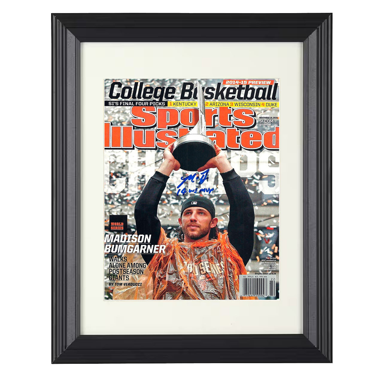 Madison Bumgarner - Series MVP Trophy SI Cover 2014 8x10 black beveled framed baseball wall art