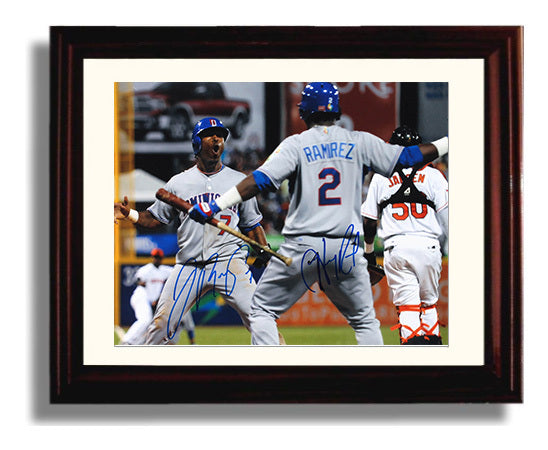 Manny Ramirez - Dugout Celebration Excitement Baseball Wall Art 8x10 Beveled Frame wall art print – Baseball Wall Art decor