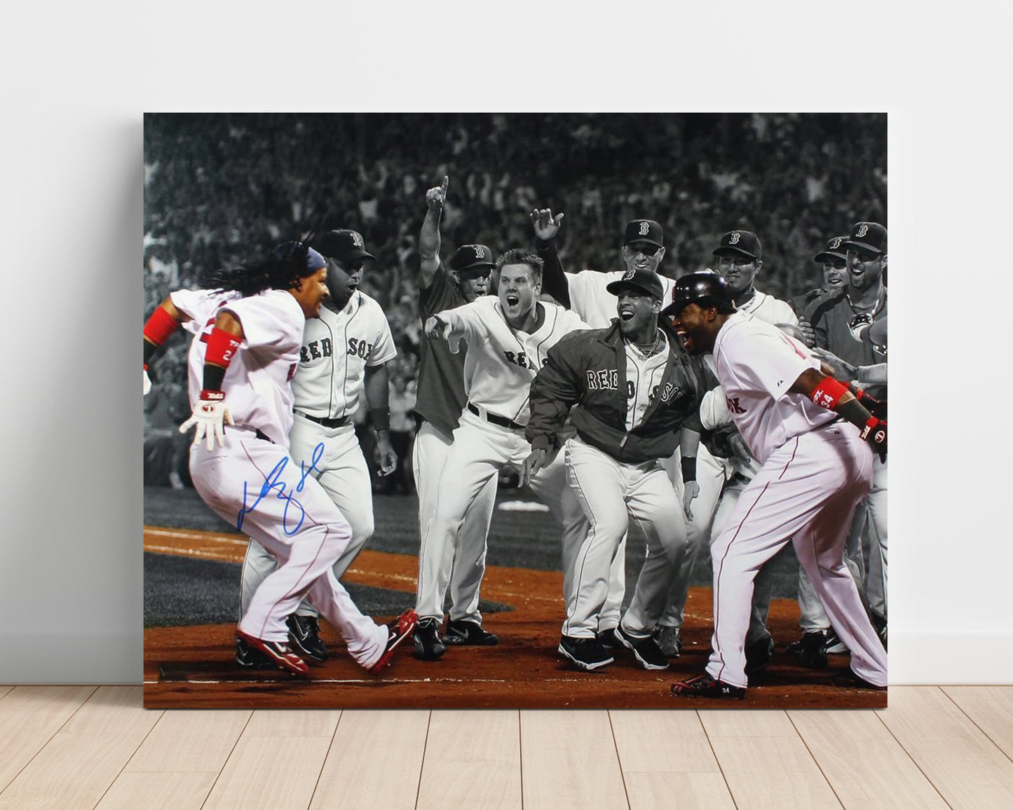Manny Ramirez - Team Celebration Spotlight Baseball Wall Art 16x20 Unframed Print wall art print – Baseball Wall Art decor