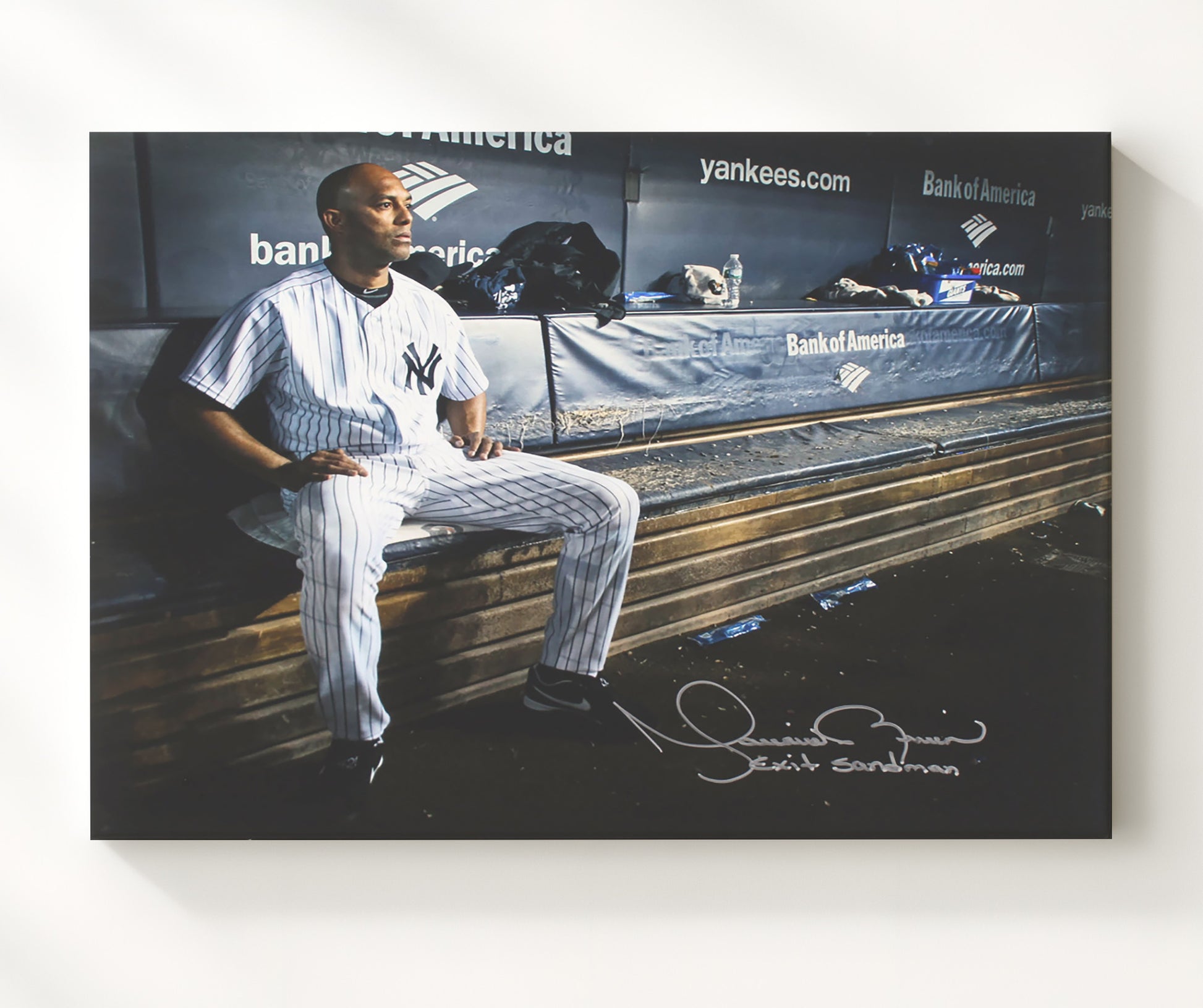 Mariano Rivera - Dugout Exit Sandman Signed Baseball Wall Art 20x24 Canvas wall art print – Baseball Wall Art decor
