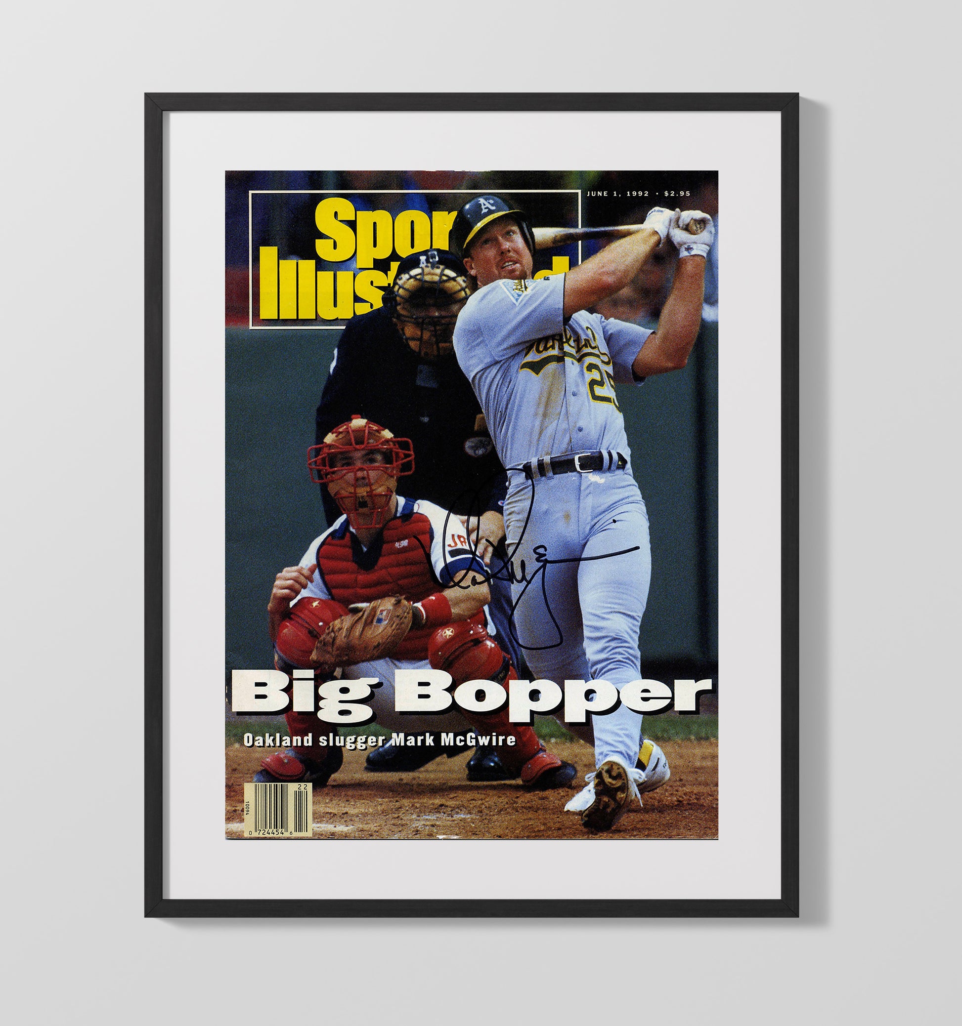 Mark McGwire - 1992 SI Cover Oakland Slugger Big Bopper Baseball Wall Art 16x20 Gallery Frame wall art print – Baseball Wall Art decor