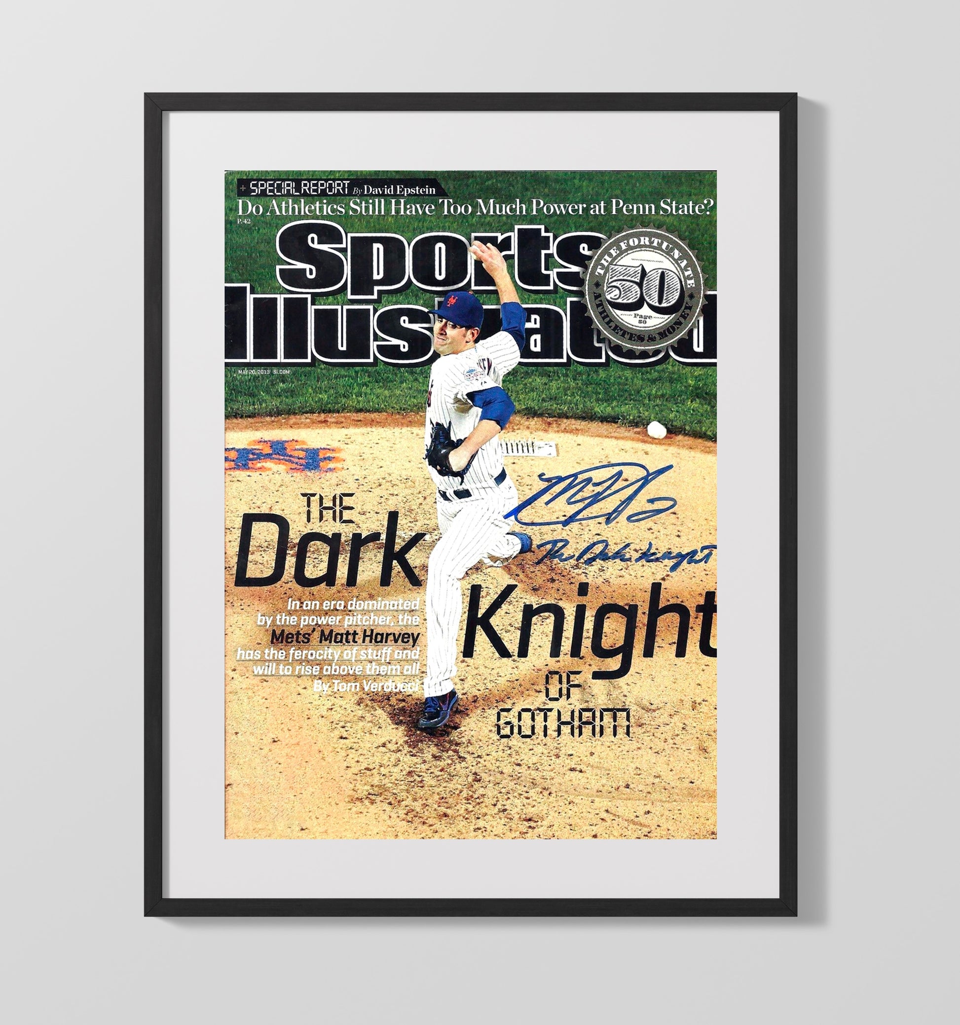 Matt Harvey - Mets ace Dark Knight feature SI Cover 2013 Baseball Wall Art 16x20 Gallery Frame wall art print – Baseball Wall Art decor