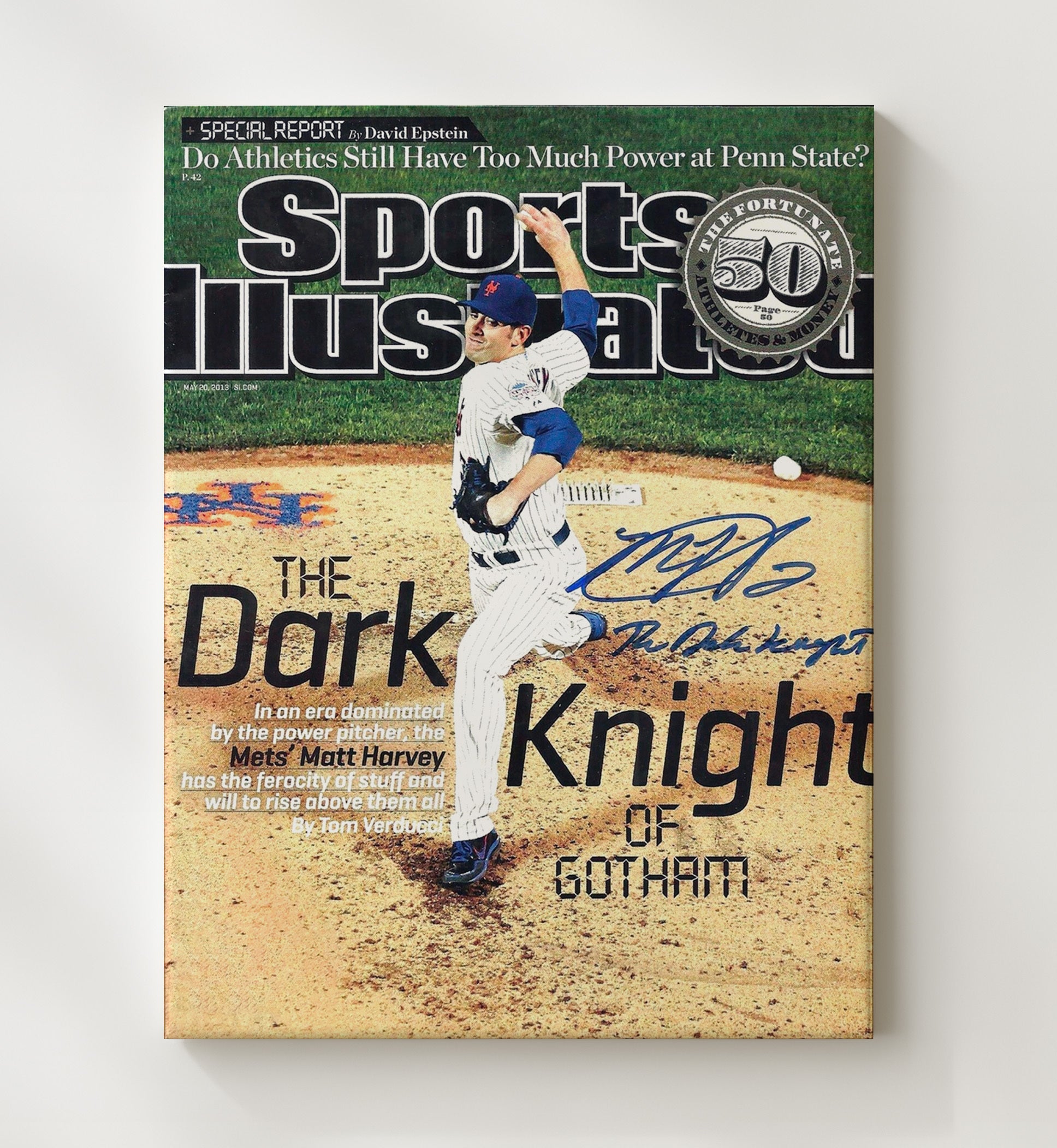 Matt Harvey - Mets ace Dark Knight feature SI Cover 2013 Baseball Wall Art 20x24 Canvas wall art print – Baseball Wall Art decor