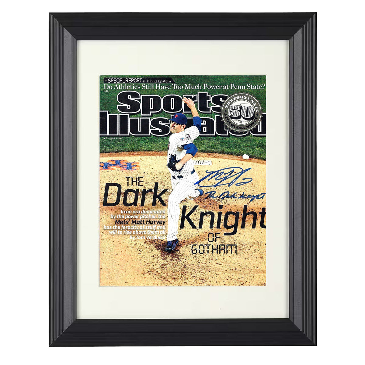 Matt Harvey - Mets ace Dark Knight feature SI Cover 2013 8x10 Beveled Frame baseball wall art