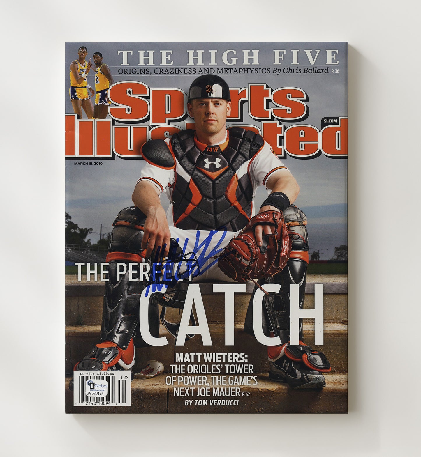 Matt Wieters - Perfect Catch SI Cover 2010 Baseball Wall Art 20x24 Canvas wall art print – Baseball Wall Art decor