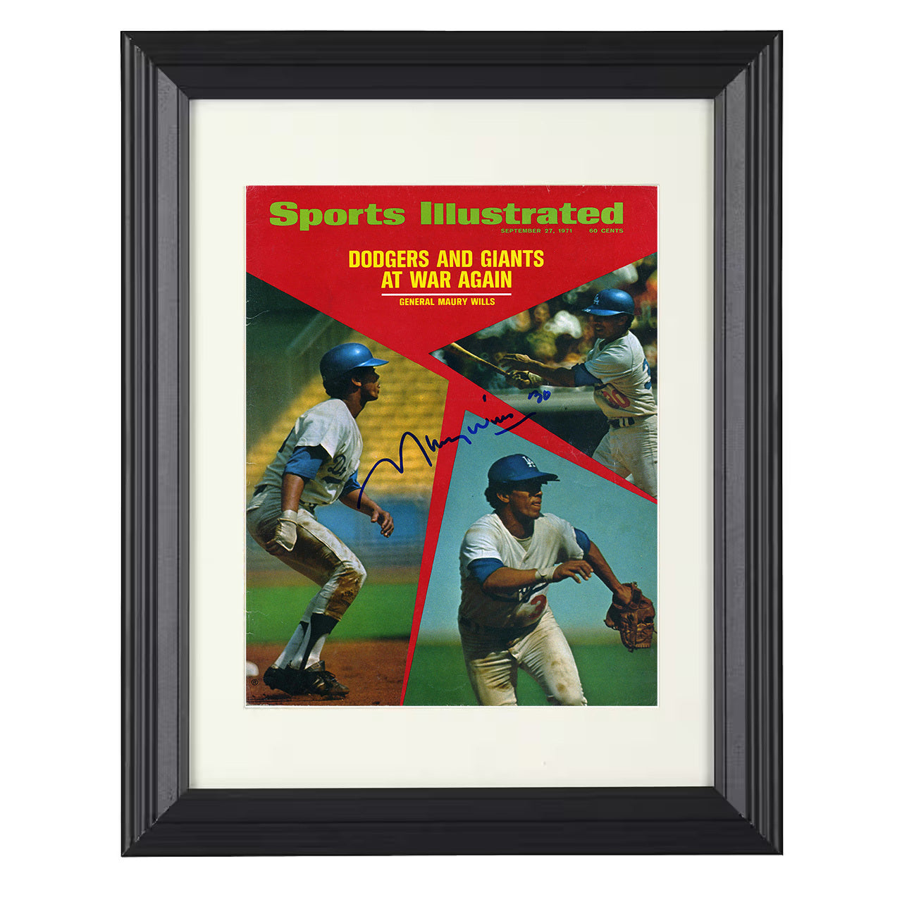 Maury Wills - 1971 SI Cover Los Angeles Speedster 8x10 black beveled framed baseball wall art