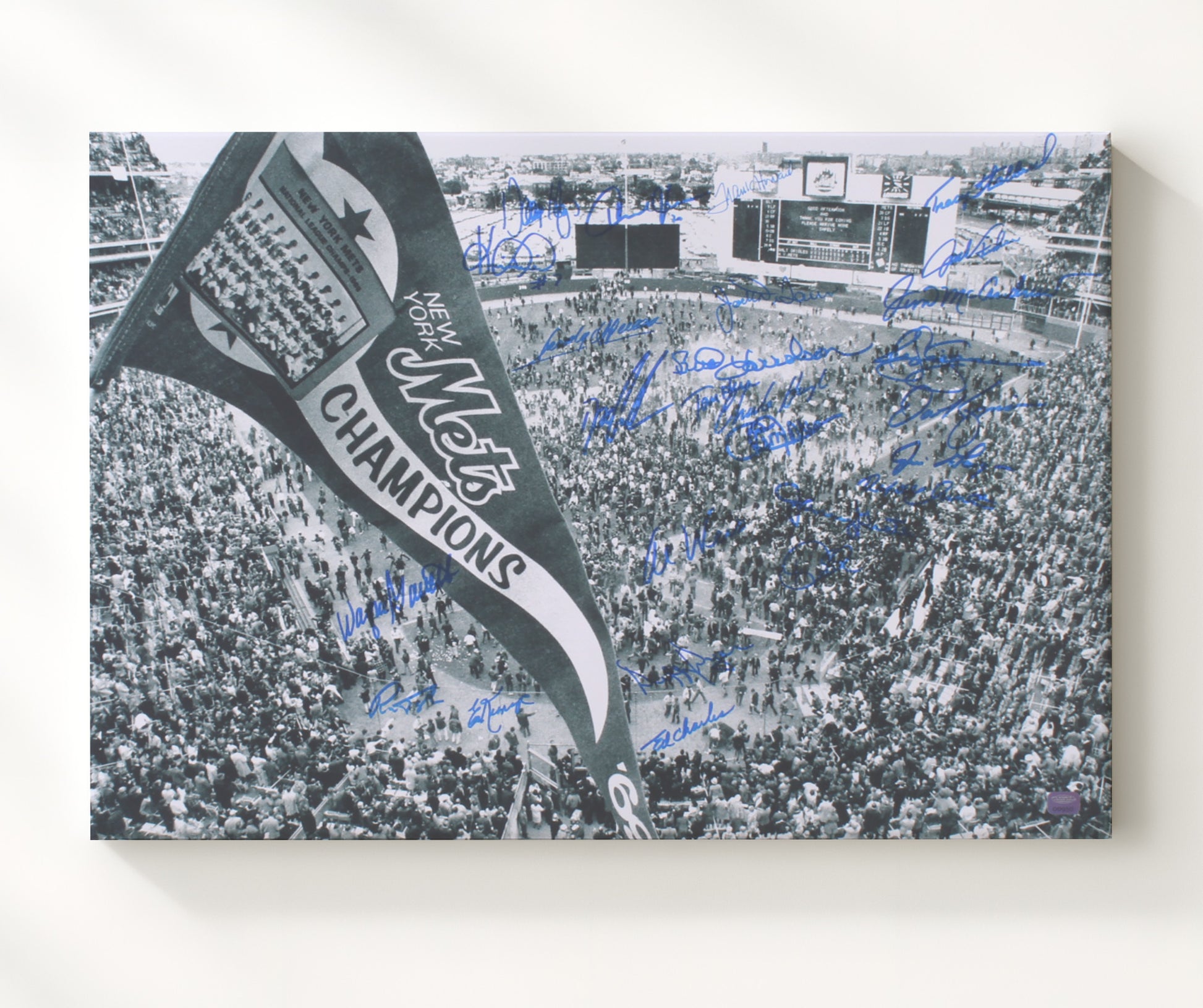 Mets Baseball - Series Championship Celebration Wall Art 20x24 Canvas wall art print – Baseball Wall Art decor