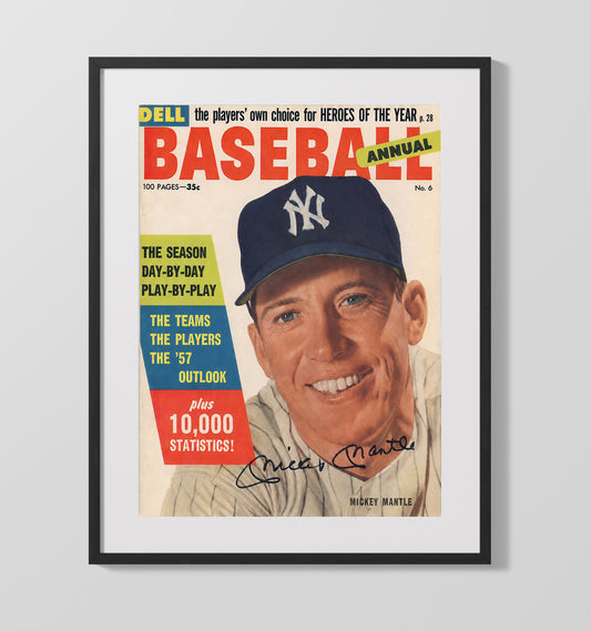 Mickey Mantle - 1957 Dell Baseball Annual New York Star 8x10 Canvas baseball wall art