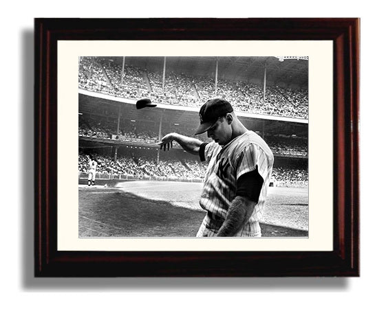 Mickey Mantle - Hat Toss at the Stadium Spotlight Baseball Wall Art 8x10 Beveled Frame wall art print – Baseball Wall Art decor