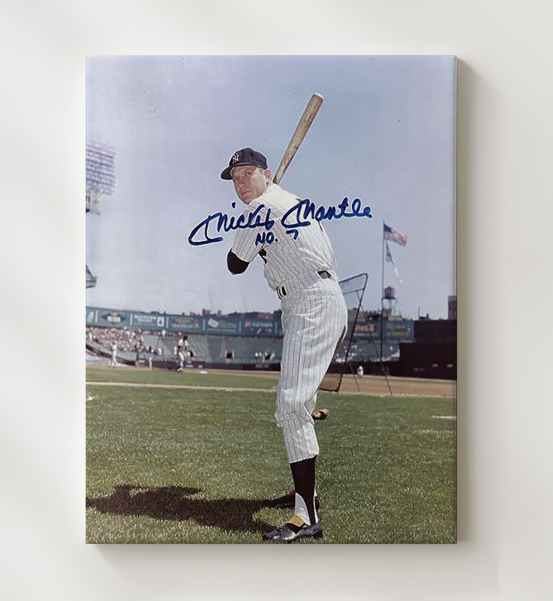 Mickey Mantle - New York Baseball Batting Stance Ready To Rake Wall Art 20x24 Canvas wall art print – Baseball Wall Art decor