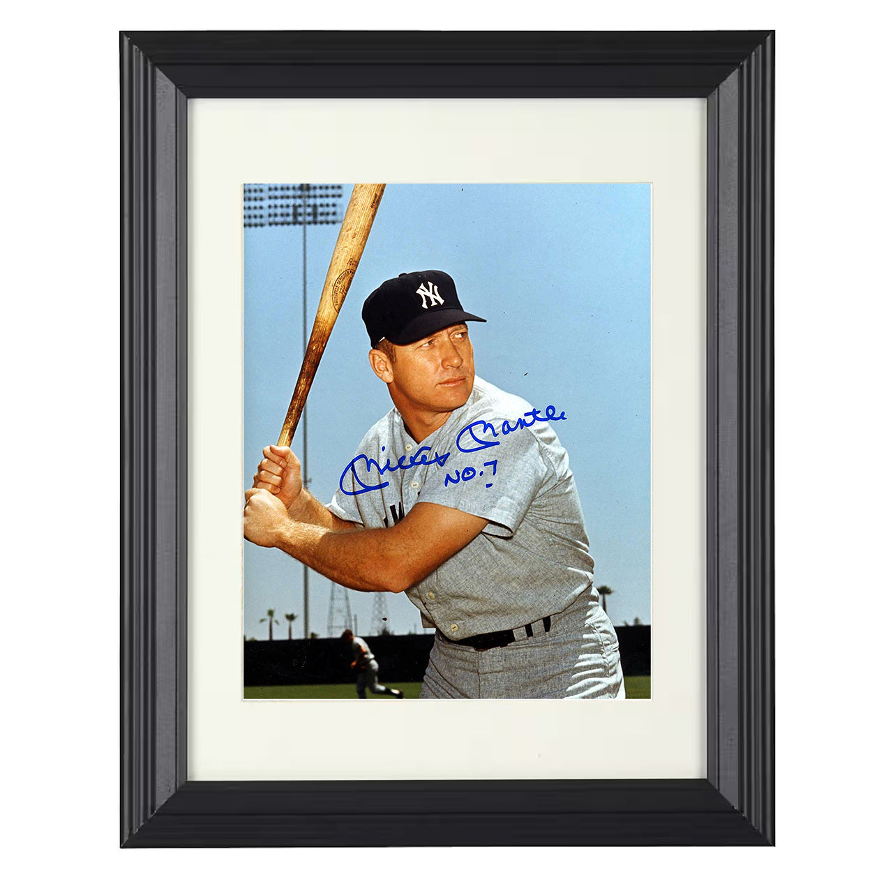 Mickey Mantle - New York Legend Pine Tar Bat 8x10 black beveled framed baseball wall art