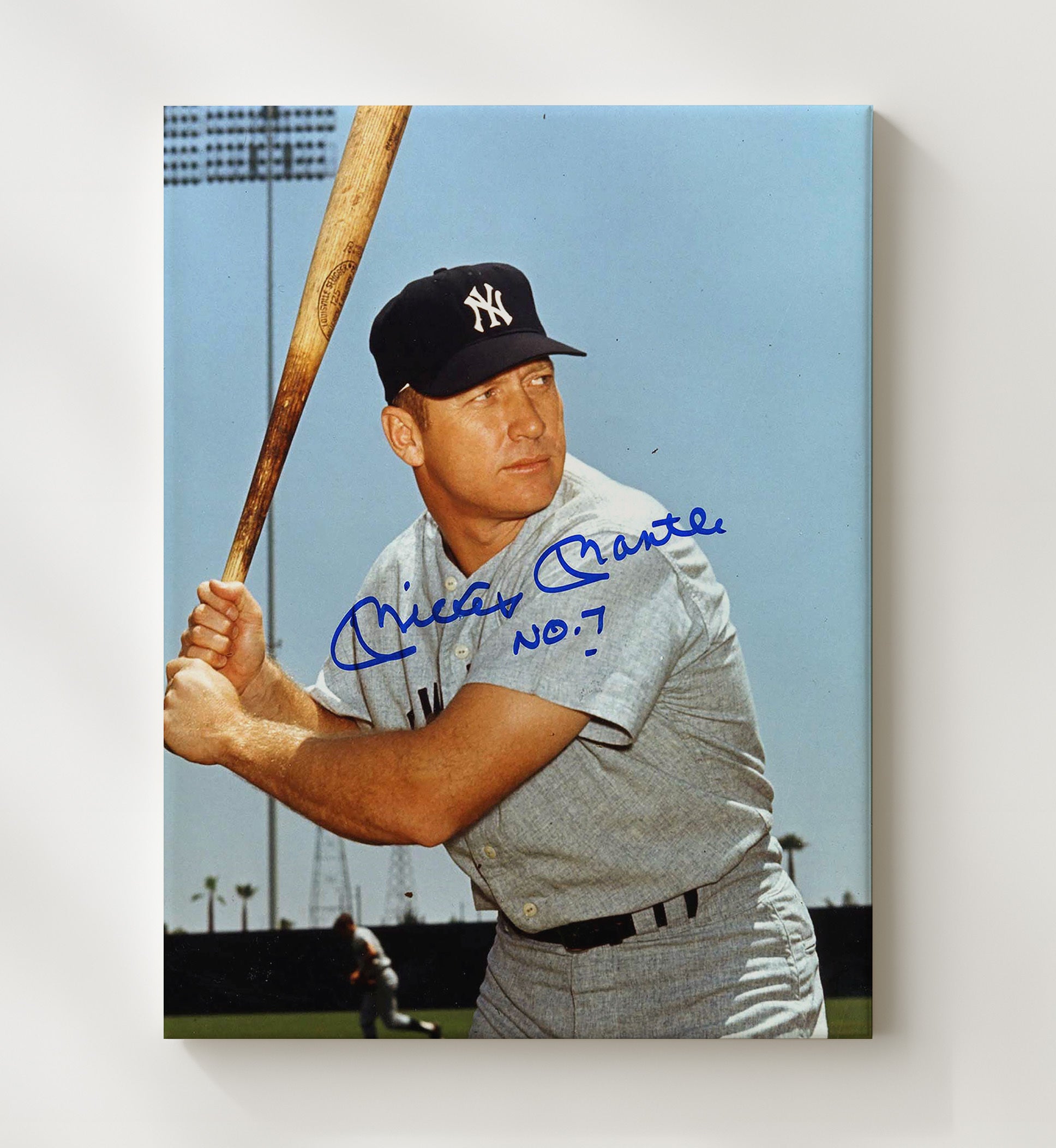 Mickey Mantle - New York Legend Pine Tar Bat Baseball Wall Art 20x24 Canvas wall art print – Baseball Wall Art decor