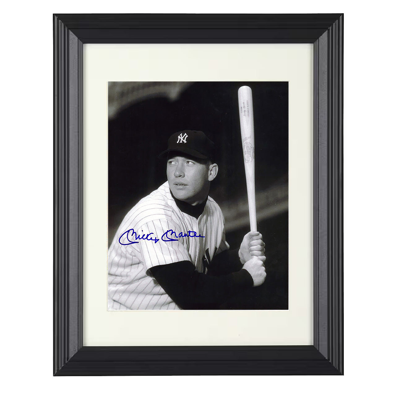 Mickey Mantle - New York Legend Vintage Batting Focus 8x10 black beveled framed baseball wall art