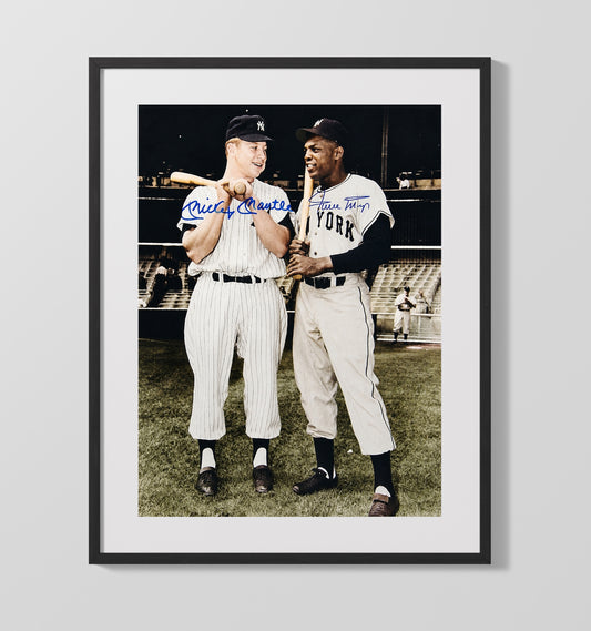 Mickey Mantle - New York Legend With Willie Mays Classic Chat 8x10 Canvas baseball wall art
